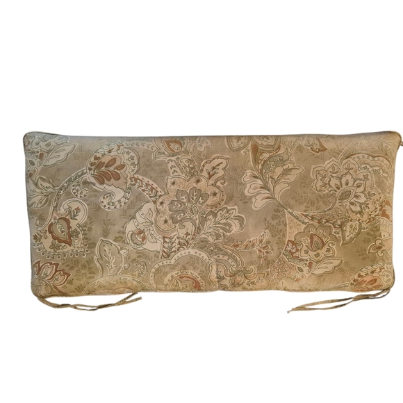 Outdoor Patio Bench/Chair Matching Floral Olive Tan Cushions &Olive Pillow Used - Picture 6 of 15